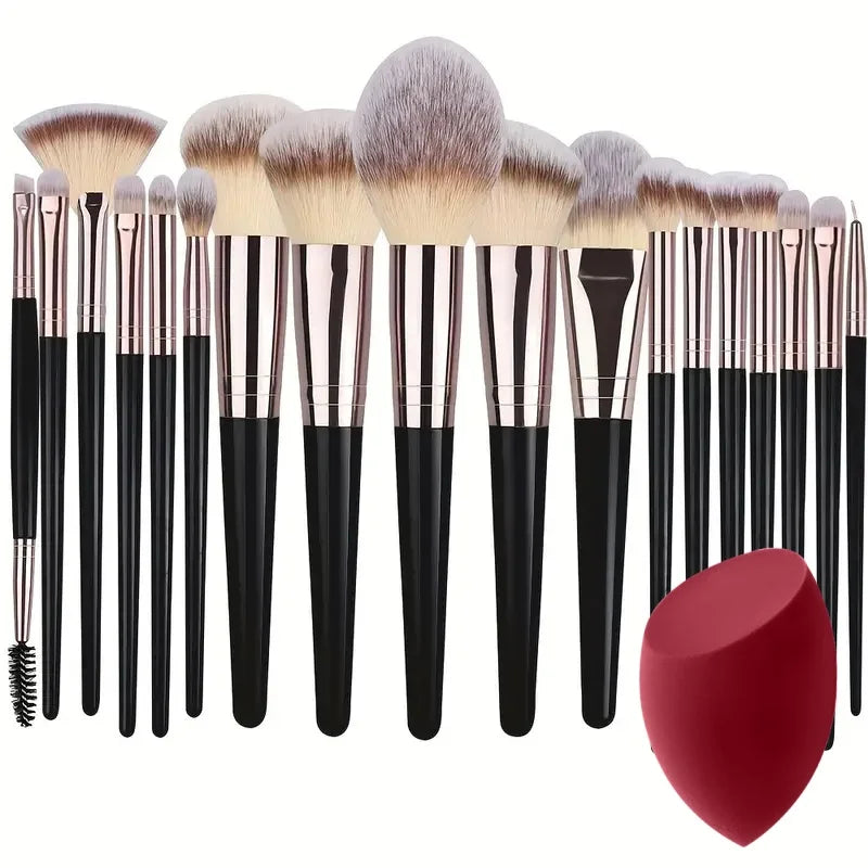 Kit de Brochas de Maquillaje Suaves de 3 a 20 Piezas para Rostro y Ojos con Brocha Kabuki