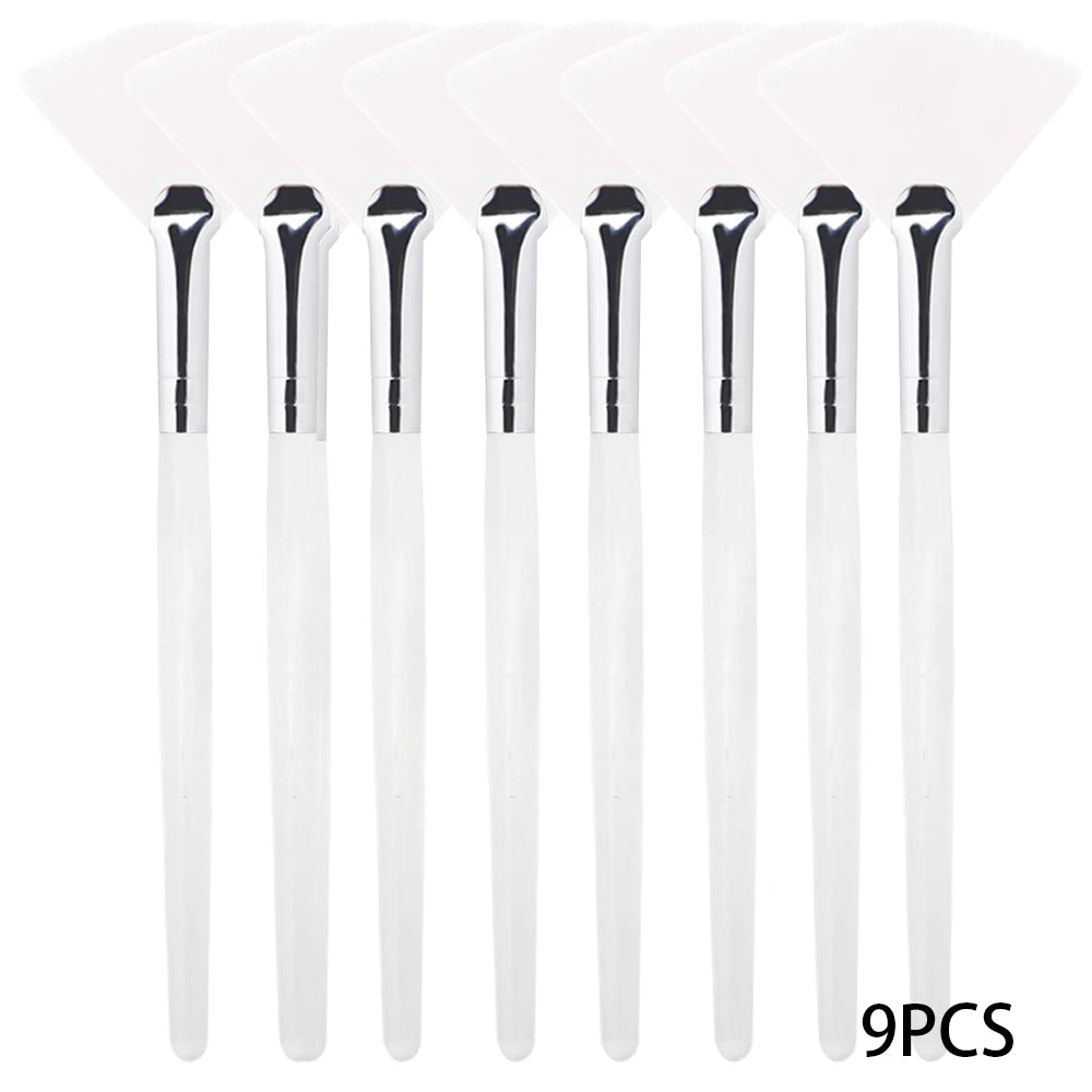 Set de Brochas de Abanico Suaves para Mascarillas Faciales y Skincare (3 a 9 Piezas)