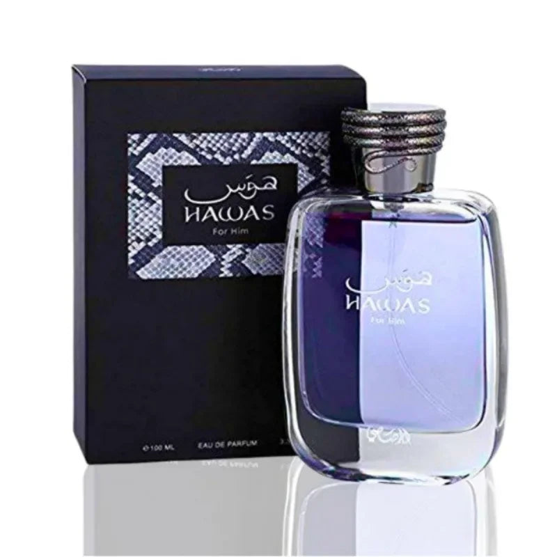Perfume Hawas 100 ml Eau De Parfum Unisex Fragancia Fresca Acuática y Amaderada