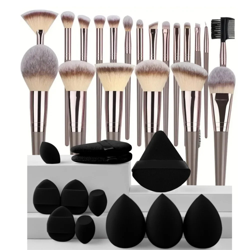 Kit de Brochas de Maquillaje Suaves de 3 a 20 Piezas para Rostro y Ojos con Brocha Kabuki
