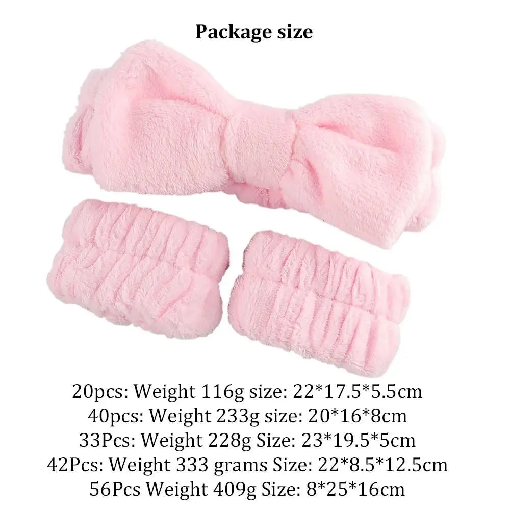 Set de Brochas Profesionales con Diadema y Muñequeras de Spa para Skincare y Maquillaje (20 a 40 Piezas)