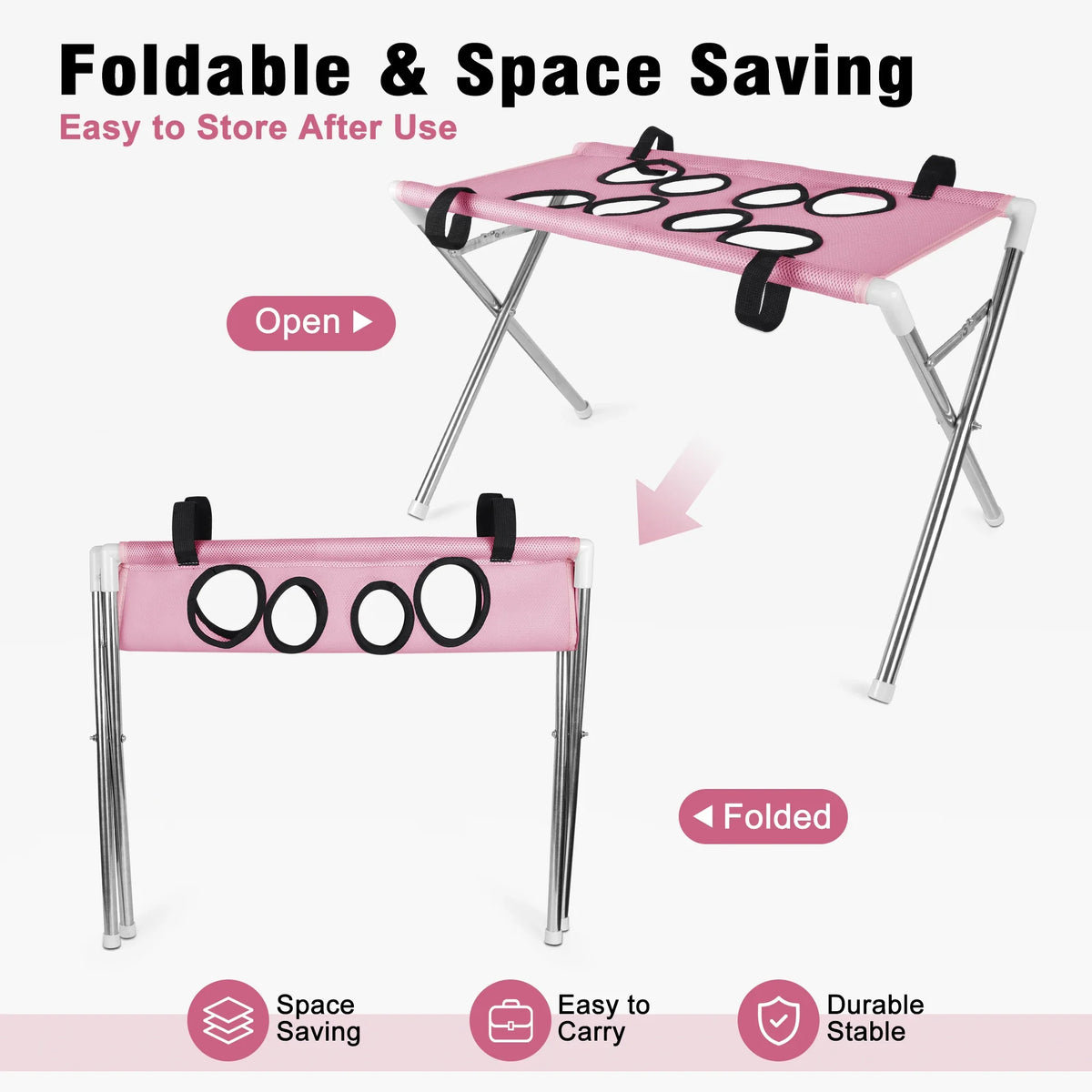 Soporte Plegable con Hamaca para Estética Canina y Felina