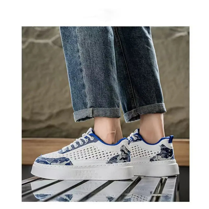 Zapatos casuales antideslizantes para hombre 2026 Verano Transpirable Tejido de malla Plataforma Suela Daily Streetwear All-mat Skate Calzado