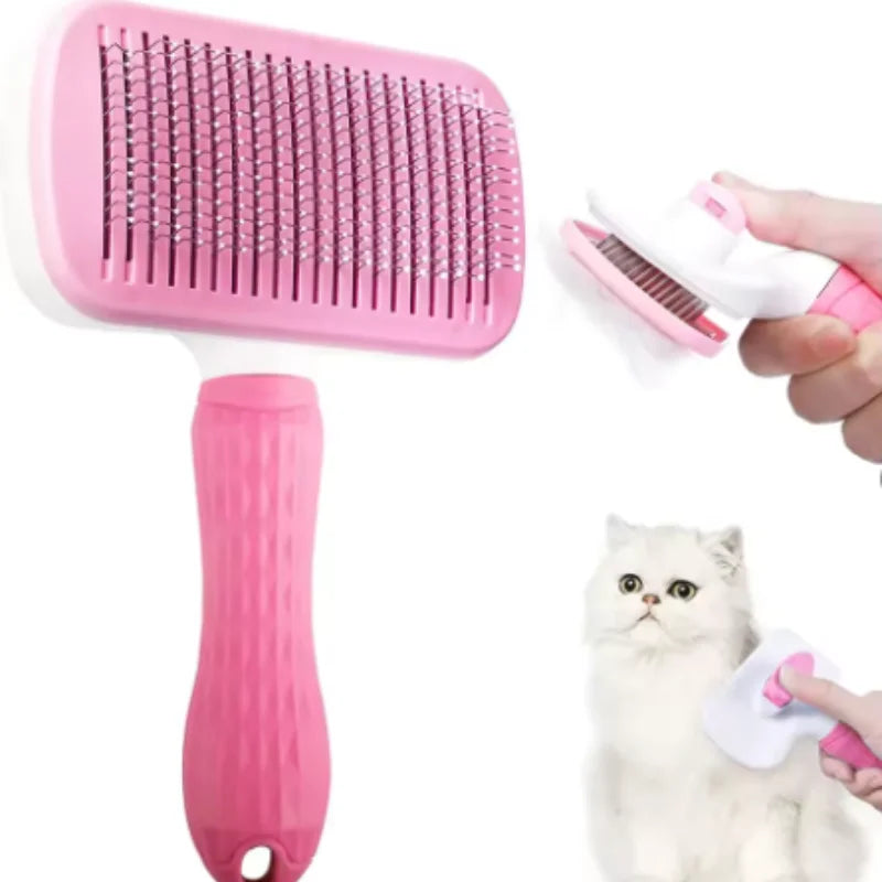 Cepillo Deslanador Autolimpiable para Perros y Gatos con Botón Expulsor de Pelo