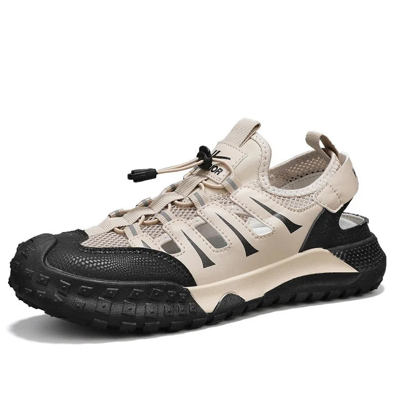 Sandalias casuales para hombre 2026 Nuevo verano de malla transpirable hueco hacia fuera slip en sandalias de moda Flip Flops cruz borde al por mayor