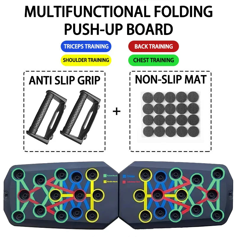 Tabla para Lagartijas Plegable Multifuncional con Agarraderas para Pecho y Espalda