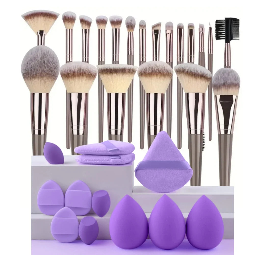 Kit de Brochas de Maquillaje Suaves de 3 a 20 Piezas para Rostro y Ojos con Brocha Kabuki