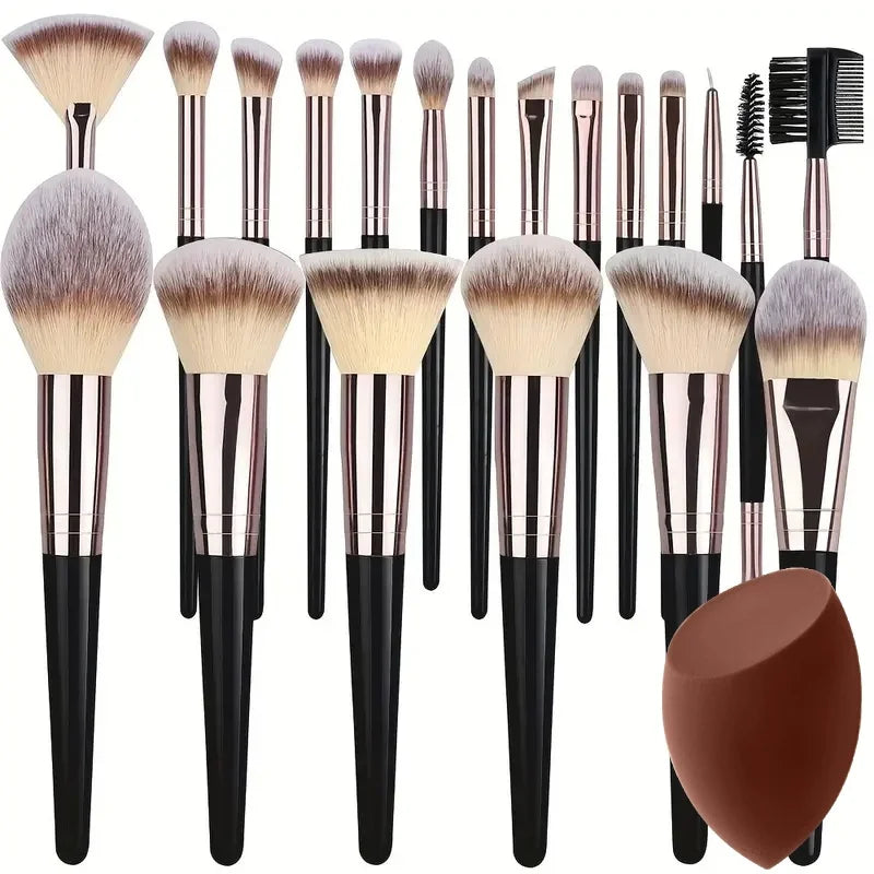 Kit de Brochas de Maquillaje Suaves de 3 a 20 Piezas para Rostro y Ojos con Brocha Kabuki