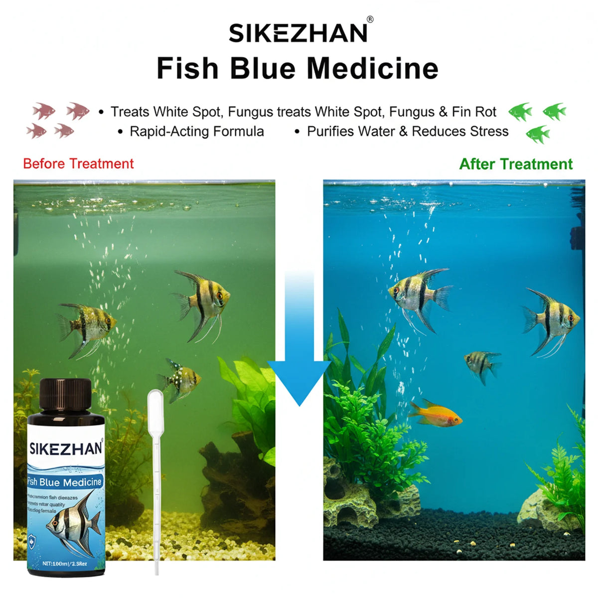 Azul de Metileno 500 ml Tratamiento para Peces de Acuario