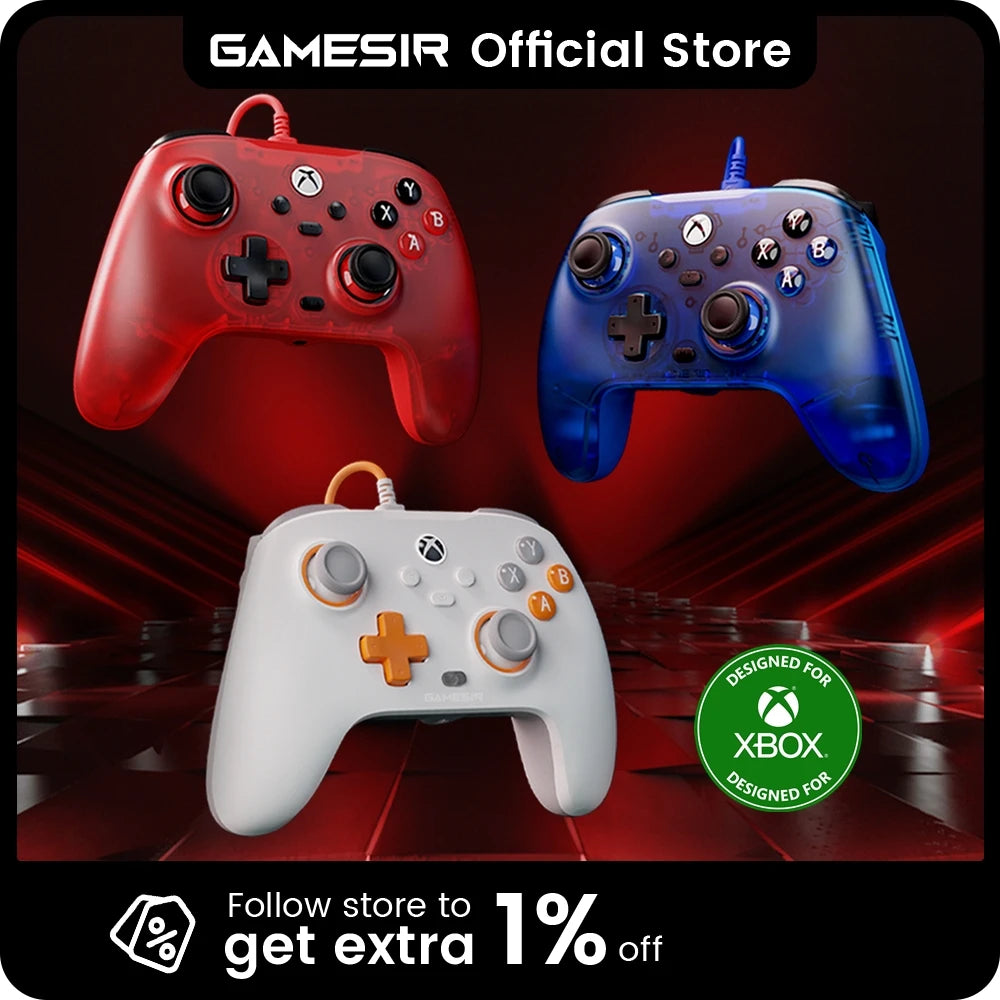 Mando Alámbrico GameSir T7 con Sensores Hall Effect para Xbox Series X/S, Xbox One y PC