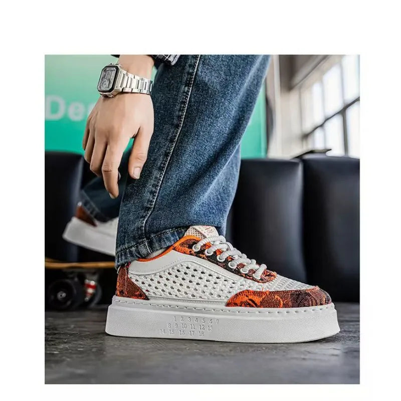 Zapatos casuales antideslizantes para hombre 2026 Verano Transpirable Tejido de malla Plataforma Suela Daily Streetwear All-mat Skate Calzado