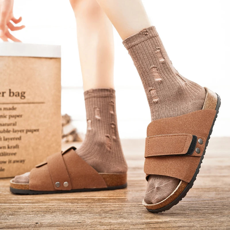 Zapatillas y sandalias de corcho para hombre, convenientes para las actividades al aire libre del verano como zapatos de playa, zapatillas casuales de dedos abiertos