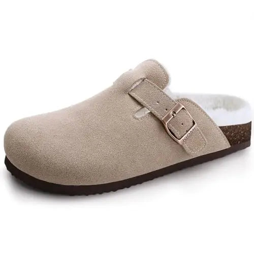 Asgard Mujeres Cork Sole Zuecos Zapatillas Moda Vaca Gamuza Plana Mulas Con Hebilla Ajustable Hombres Zapatos De Patata De Cuero Sandalias De Playa