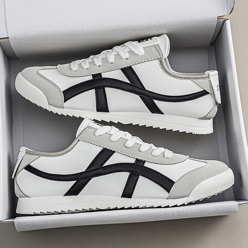 Zapatillas de deporte casuales de rayas de moda y versátiles para hombres, convenientes para salidas diarias y ropa de senderismo al aire libre