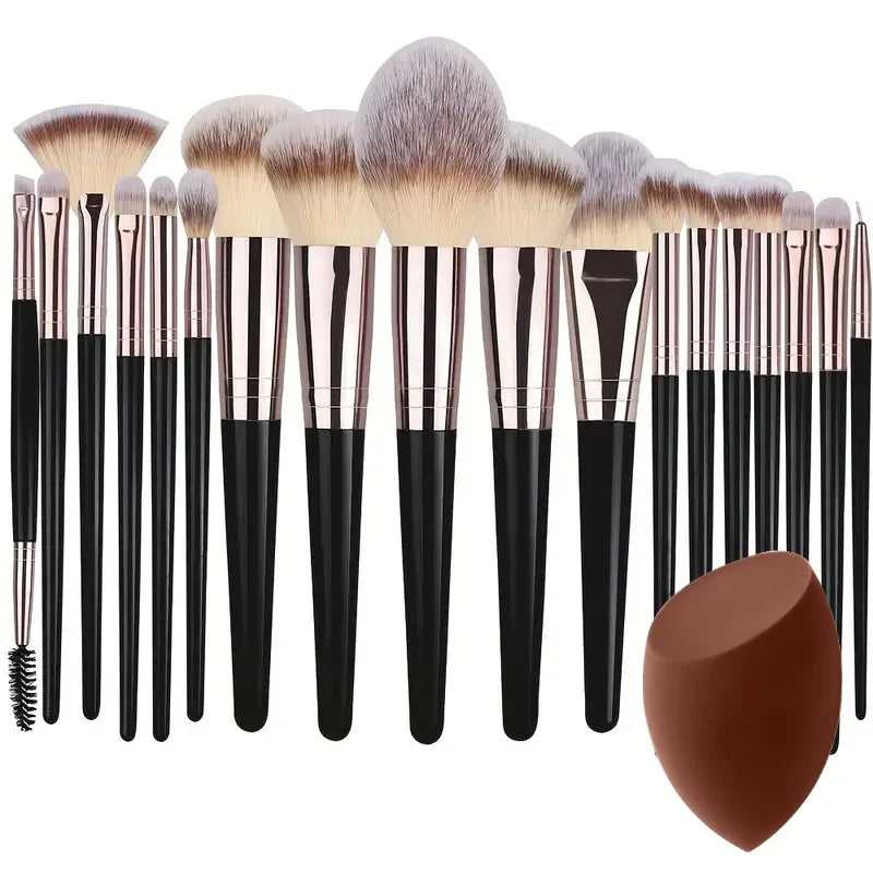 Kit de Brochas de Maquillaje Suaves de 3 a 20 Piezas para Rostro y Ojos con Brocha Kabuki