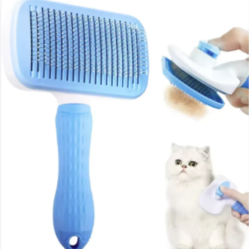 Cepillo Deslanador Autolimpiable para Perros y Gatos con Botón Expulsor de Pelo