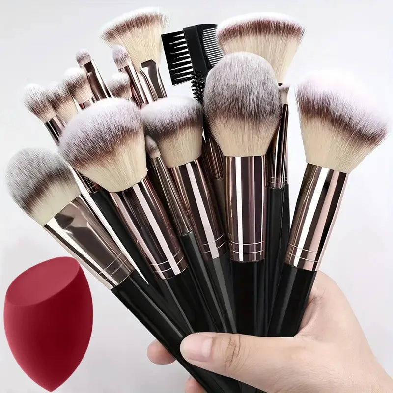 Kit de Brochas de Maquillaje Suaves de 3 a 20 Piezas para Rostro y Ojos con Brocha Kabuki