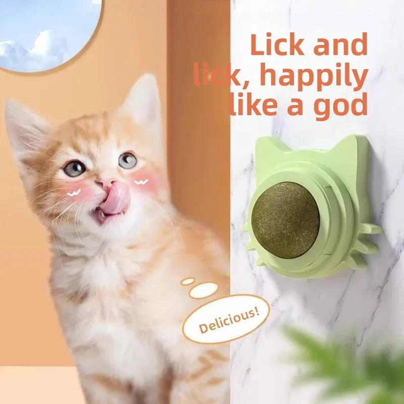 Juguete de Catnip Natural Giratorio para Pared con Adhesivo para Gato (Salud Digestiva)