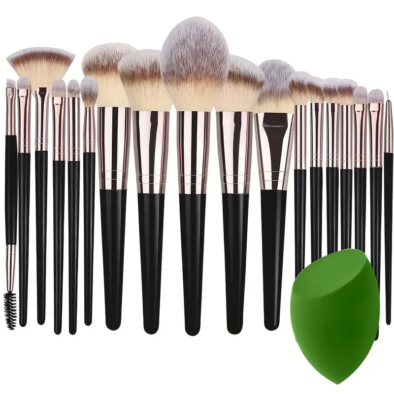 Kit de Brochas de Maquillaje Suaves de 3 a 20 Piezas para Rostro y Ojos con Brocha Kabuki