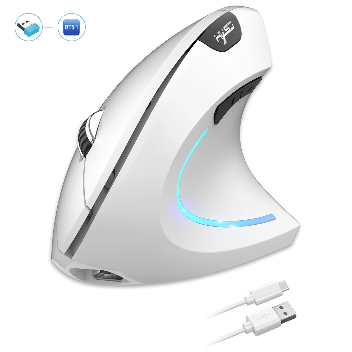 Mouse Ergonómico Vertical HXSJ Doble Modo Recargable