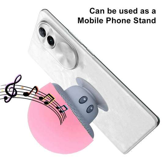 Mini Bocina Bluetooth con Forma de Hongo y Ventosa Portátil para Celular