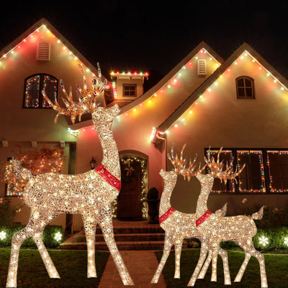 Christmas Lighted Deer Decoration Light Led Reindeer Elk Luminous Sculptures Garden Lawn Outdoor Yard Christmas Drop Ornaments