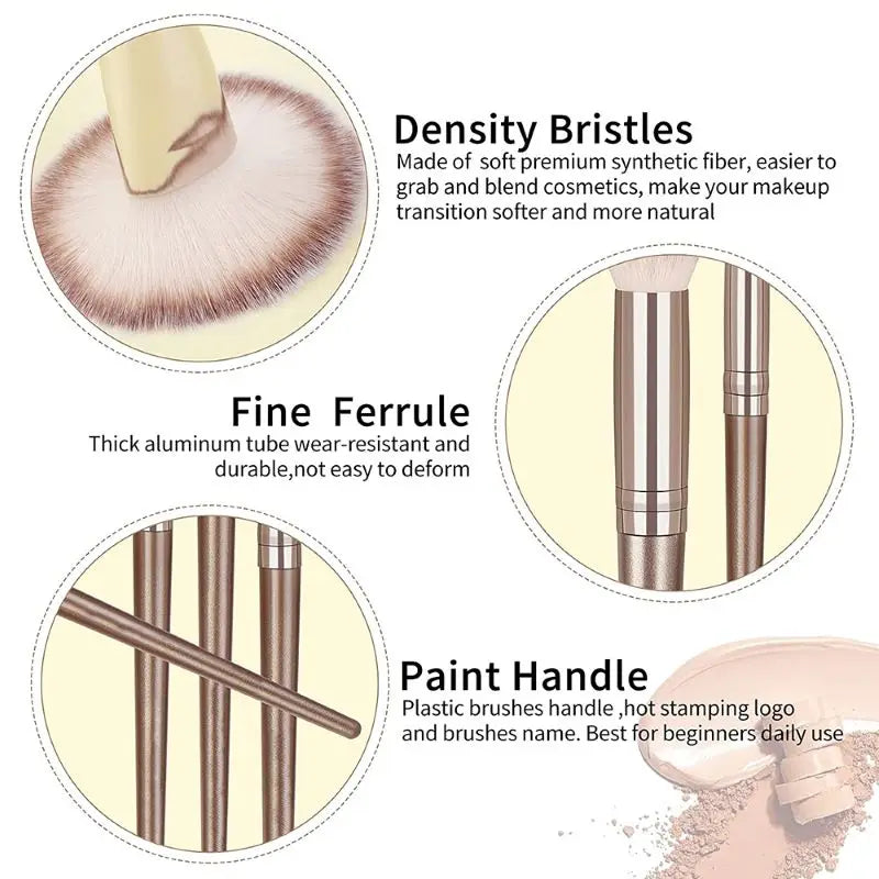 Kit de Brochas de Maquillaje Suaves de 3 a 20 Piezas para Rostro y Ojos con Brocha Kabuki