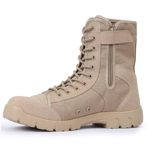 Impermeable Hombres Botas Con Cordones Botas Al Aire Libre Botas Transpirable Lona Camuflaje Táctico Combat Desert Zapatos De Tobillo D139