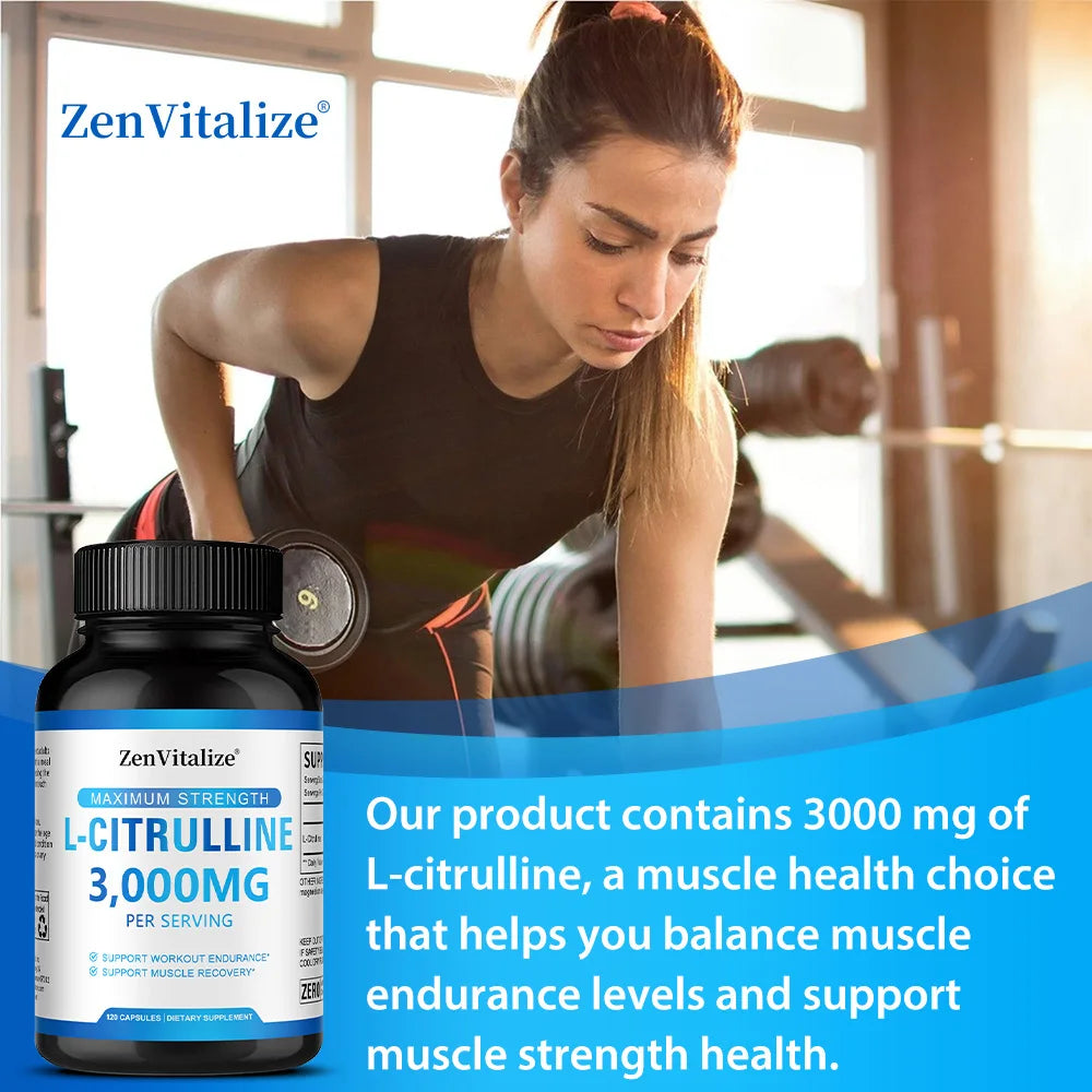 L-Citrulina 3000 mg en Cápsulas para Rendimiento y Recuperación Muscular