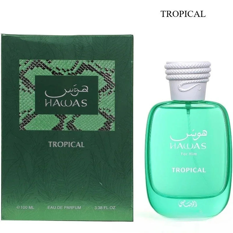 Perfume Hawas 100 ml Eau De Parfum Unisex Fragancia Fresca Acuática y Amaderada