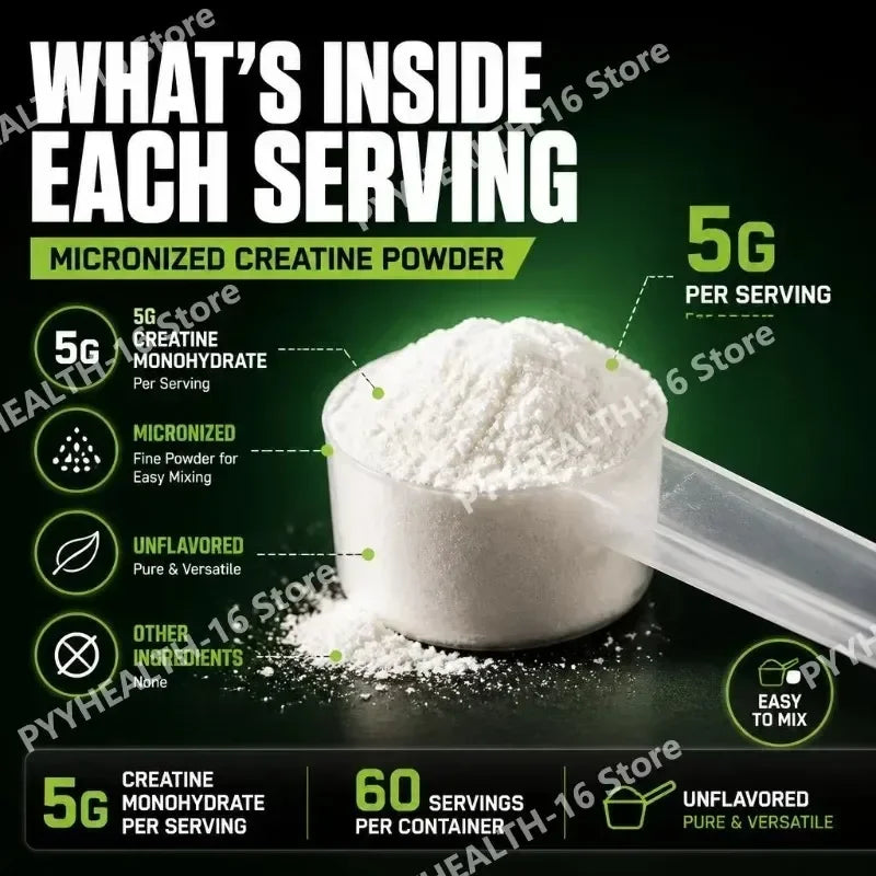 Micronized Creatine Monohydrate Powder,Support Muscle Strength & Endurance, Workout Supplement for Gym, Easy Mix, Unflavored