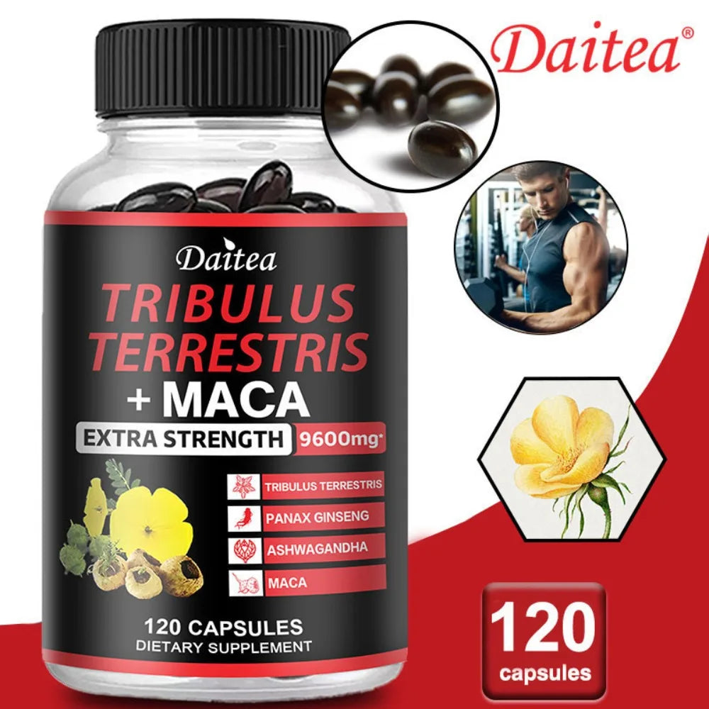 Complejo de Tríbulus Terrestris + Maca, Ashwagandha y Panax Ginseng para Vitalidad y Resistencia