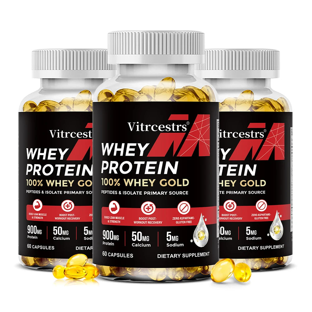 Proteína Whey Concentrada 900 mg en Cápsulas para Recuperación Muscular
