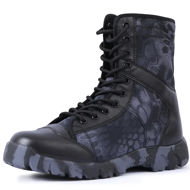 Impermeable Hombres Botas Con Cordones Botas Al Aire Libre Botas Transpirable Lona Camuflaje Táctico Combat Desert Zapatos De Tobillo D139