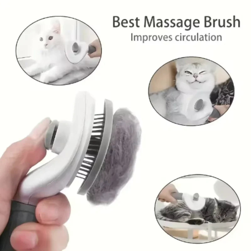 Cepillo Deslanador Autolimpiable para Perros y Gatos con Botón Expulsor de Pelo