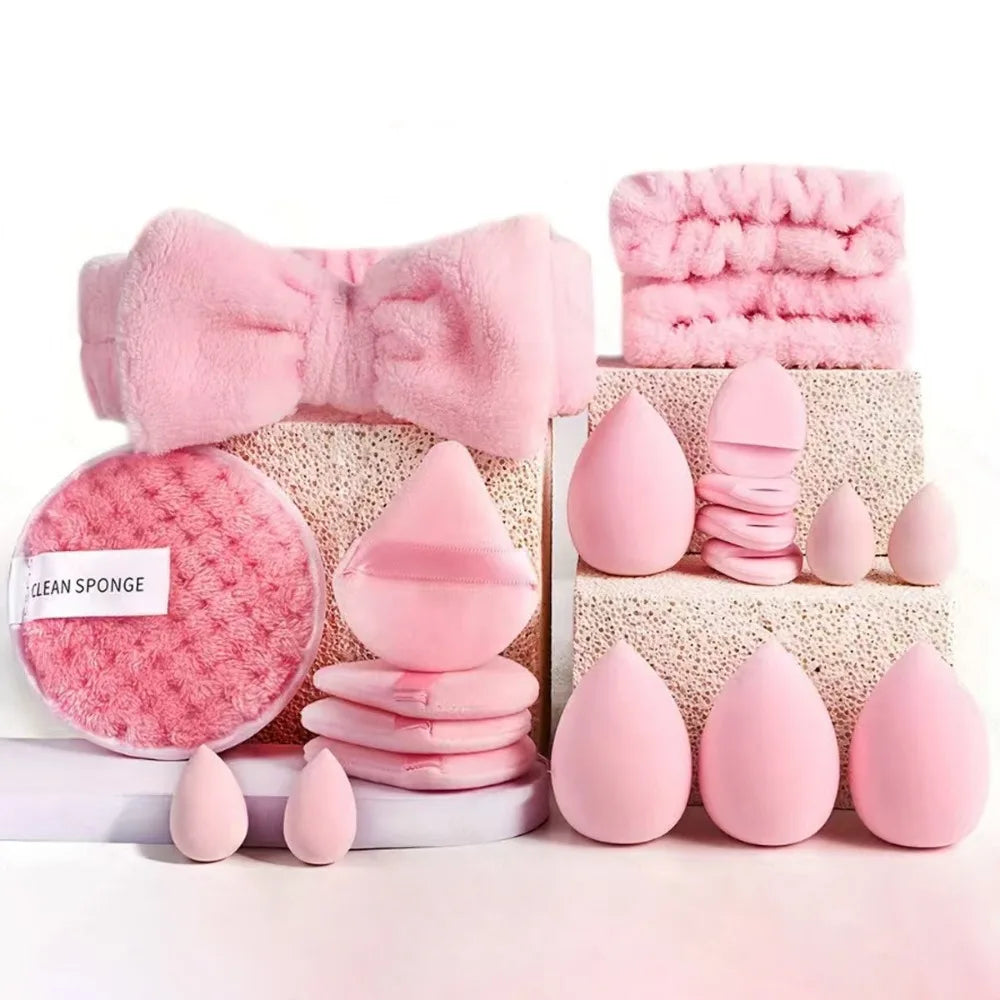 Set de Brochas Profesionales con Diadema y Muñequeras de Spa para Skincare y Maquillaje (20 a 40 Piezas)